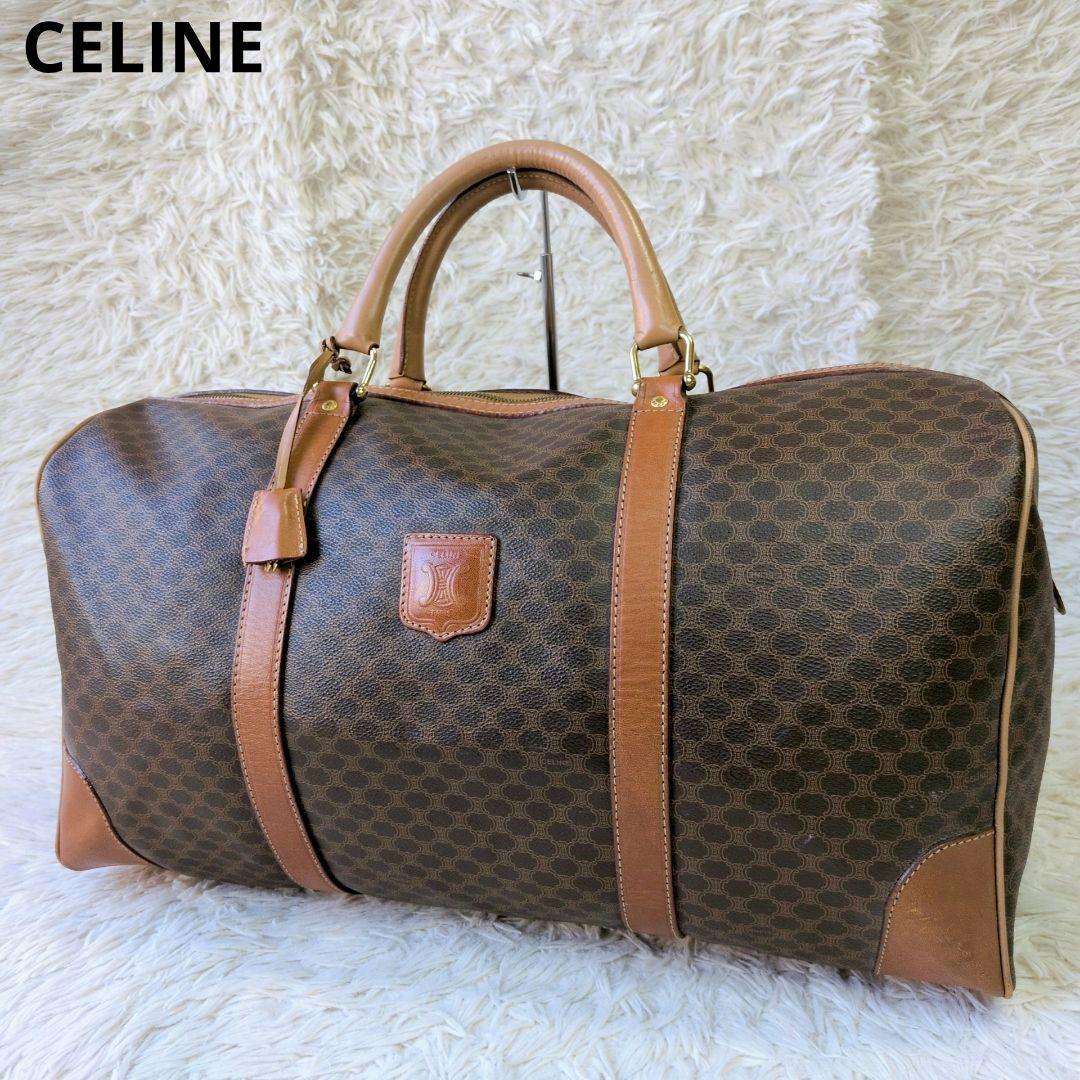 セリーヌ　ボストンバッグ　トリオンフ　マカダム　ブラウン カデナ PVC