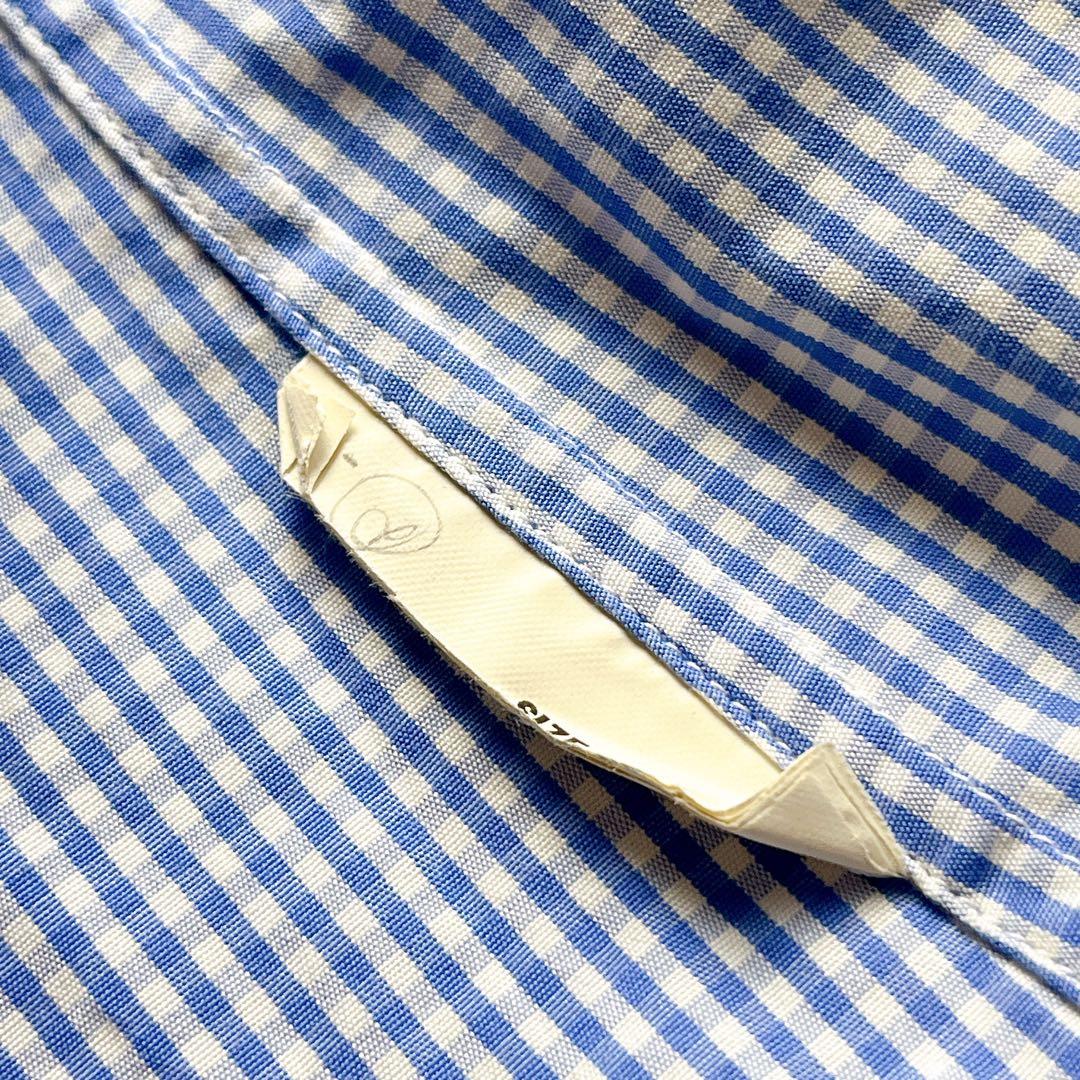 美品】PRADA プラダ XL〜XXLギンガムチェック シャツ ブルー 45