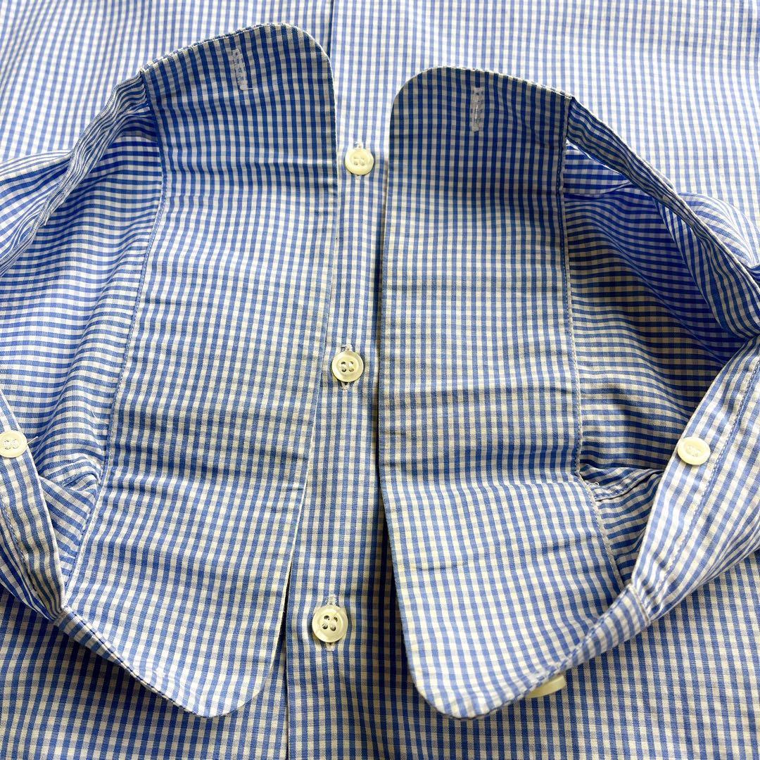 美品】PRADA プラダ XL〜XXLギンガムチェック シャツ ブルー 45