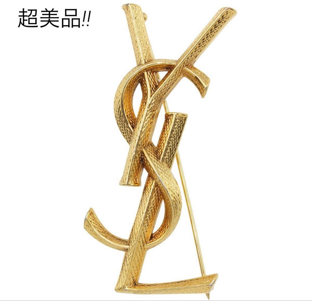 R2532 超美品 サンローラン YSL ロゴ ブローチ