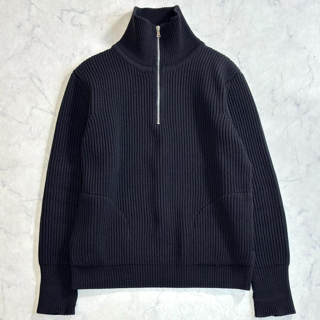 希少M アンデルセンアンデルセン ハーフジップニット ハイネック 黒