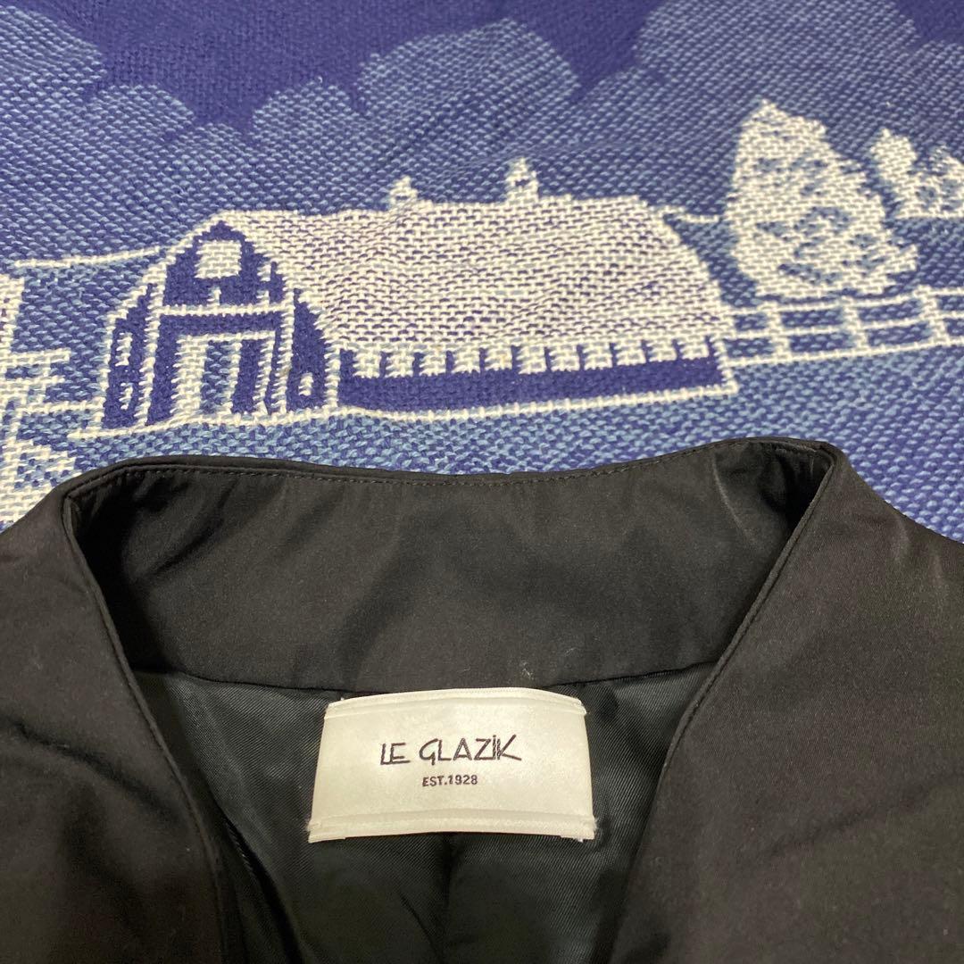 LE GLAZIK ルグラジック ノーカラー ダウンコート 36 ブラック の