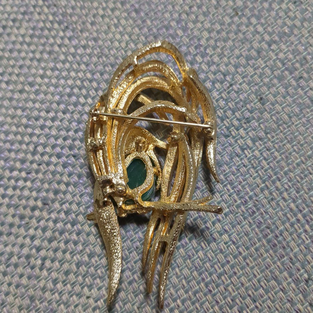 BU41 鳥 ジェリー ビーン ラインストーン エナメル アート ブローチ