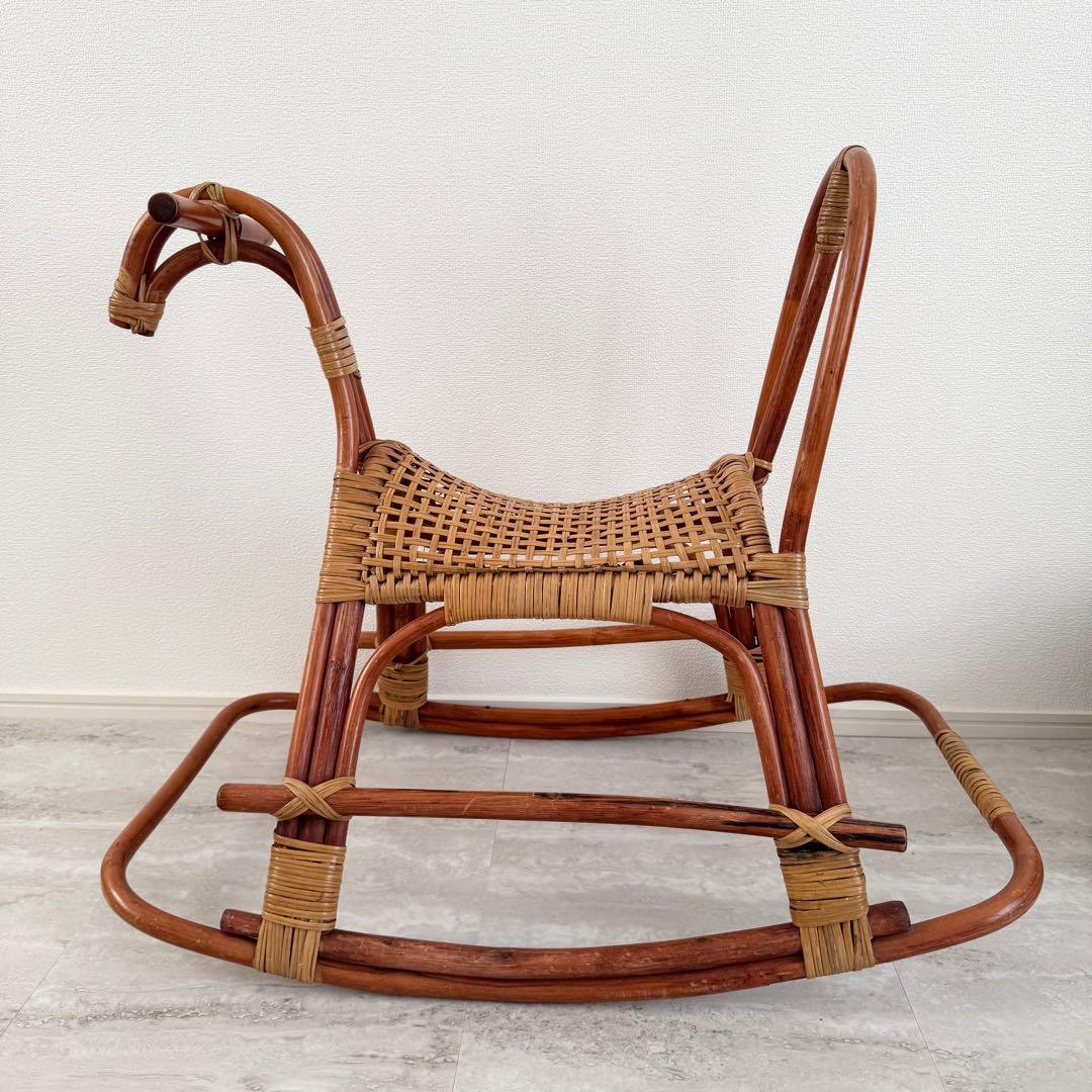 馬 ラタン ロッキングチェア 籐 木馬 子ども 乗り物 ロッキングホース