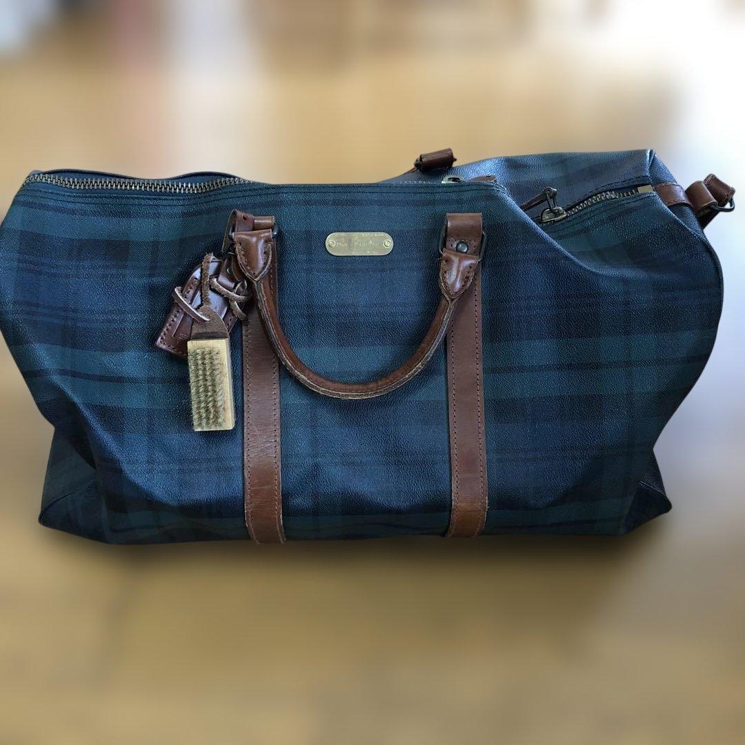 ポロ　ラルフローレン　グリーン チェック ボストンバッグ