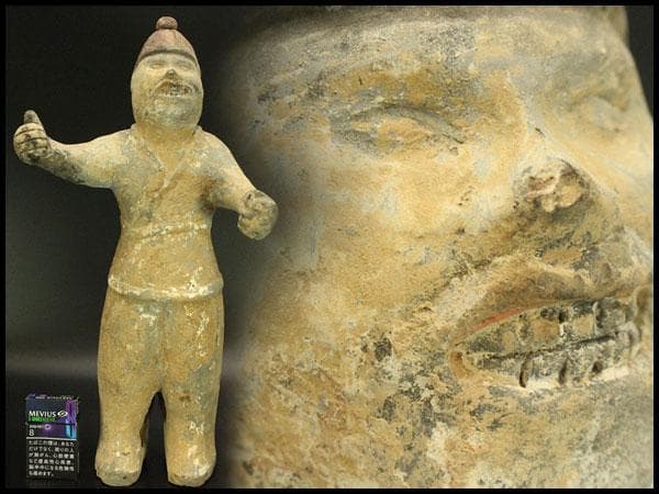 中国美術 加彩 駱駝護人物 俑 高50cm(A882)