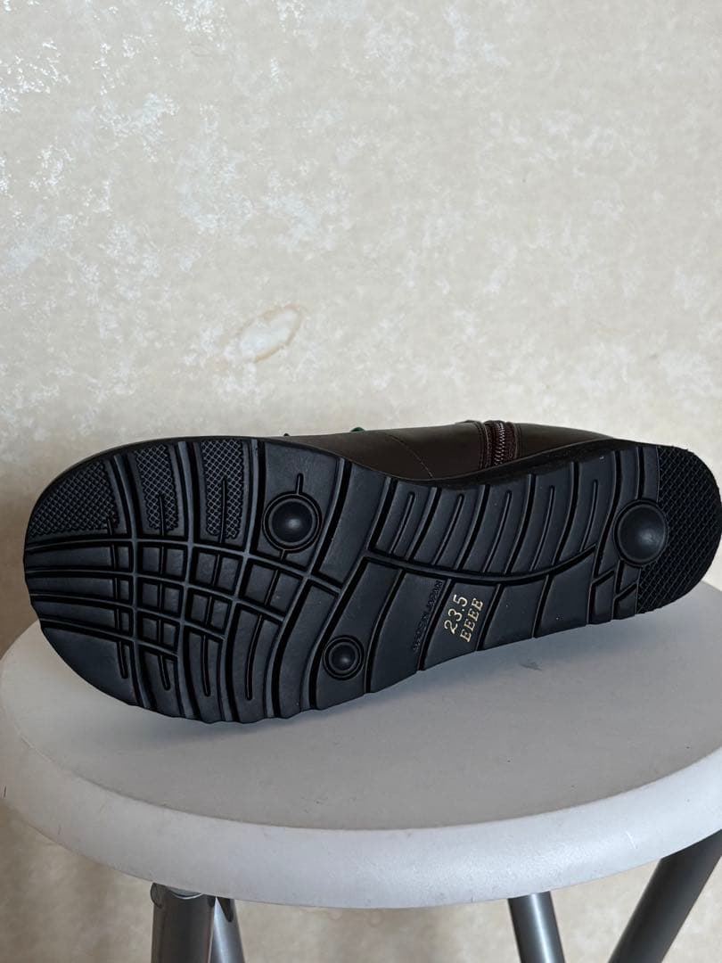 慈雨ブラウンショートブーツ サイドファスナー付き 靴紐2色 23.5㎝