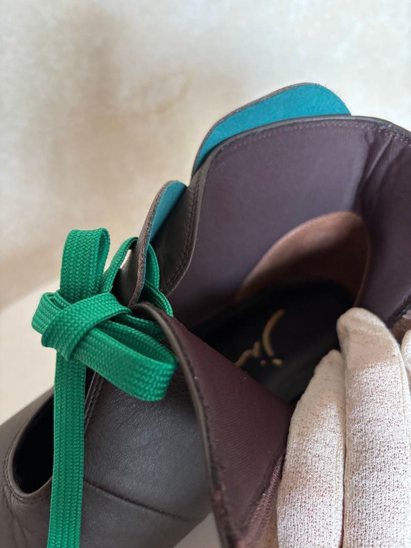 慈雨ブラウンショートブーツ サイドファスナー付き 靴紐2色 23.5㎝