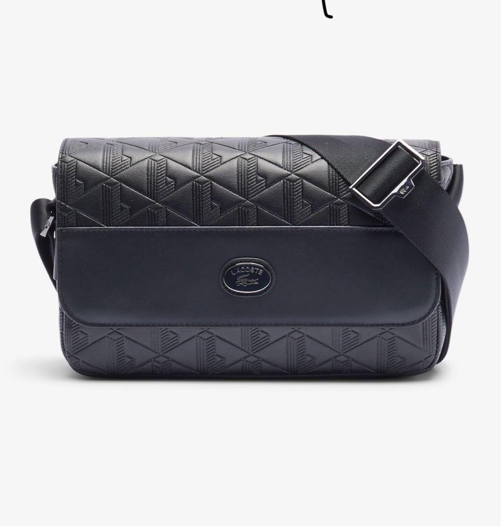 LACOSTE モノグラム レザーフラップクローズサッチェルバッグ