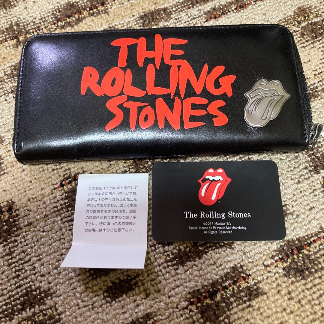 ローリングストーンズ　長財布 ブラック　レッド ウォレット　レザー　天然革　皮