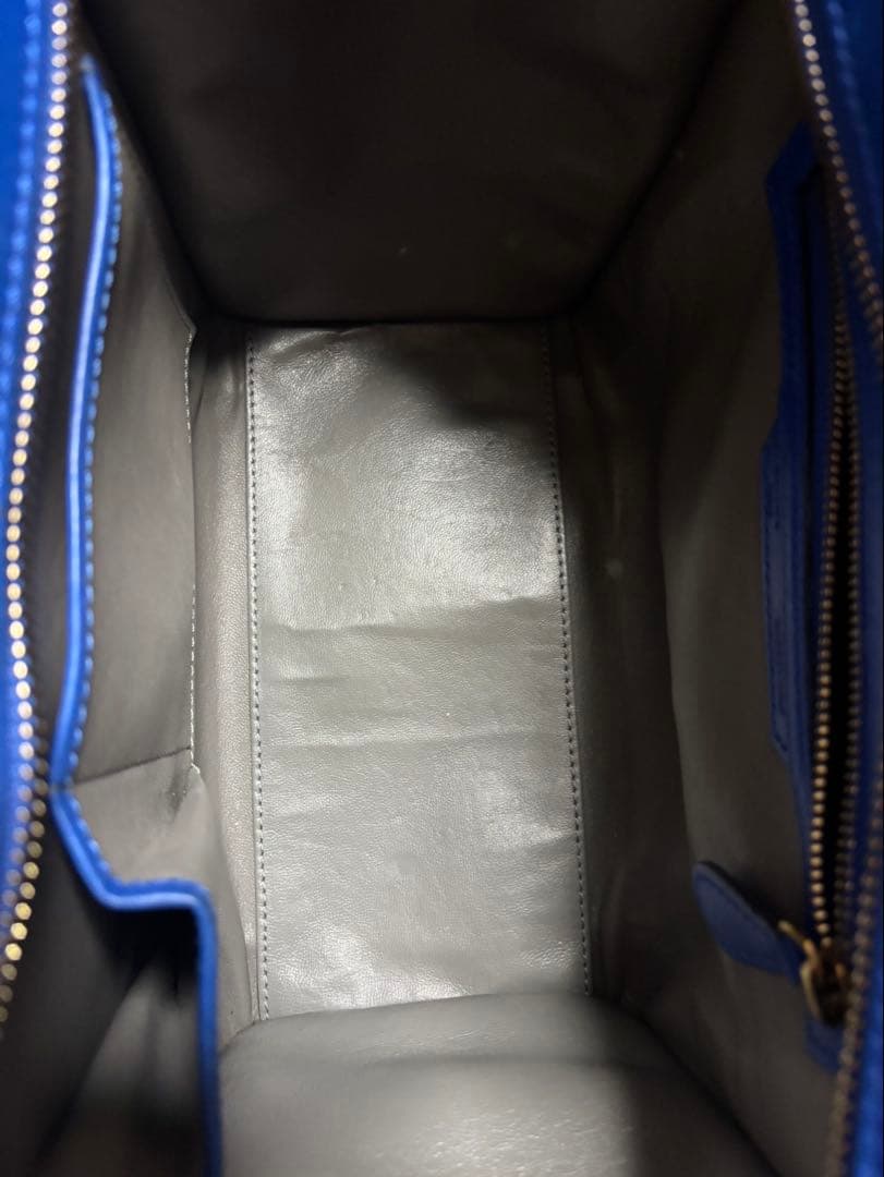 CELINE ラゲージ マイクロ スエード レザーハンドバッグ ブルー