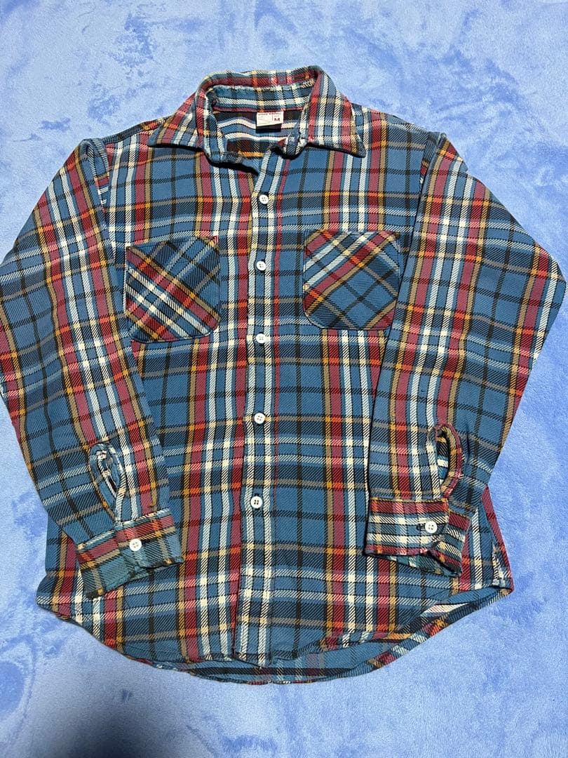 70’s BIG MAC ネルシャツ ブルー×レッドMサイズ 好配色