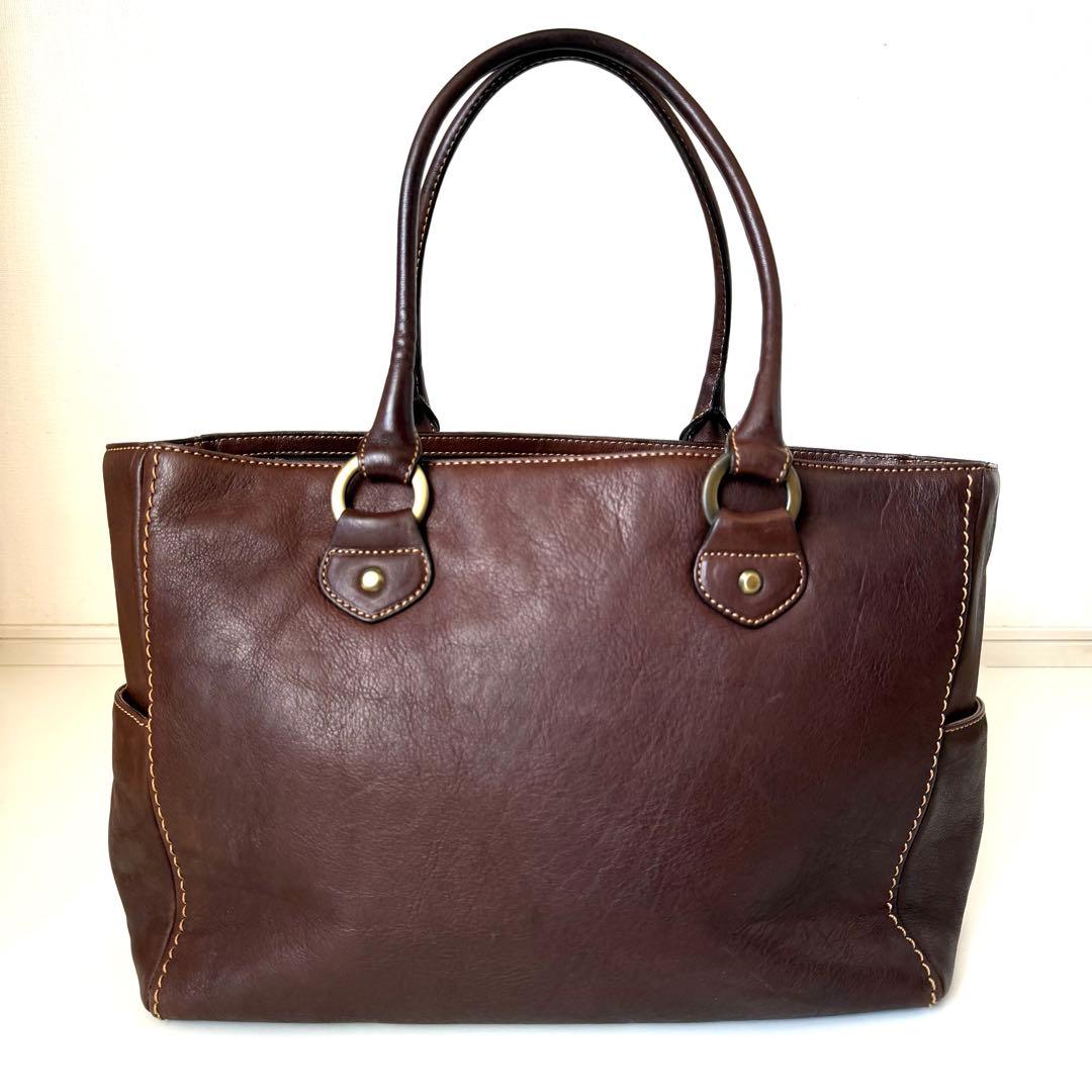 【希少】土屋鞄製造所 本革 レザートートバッグ A4収納可 ダークブラウン