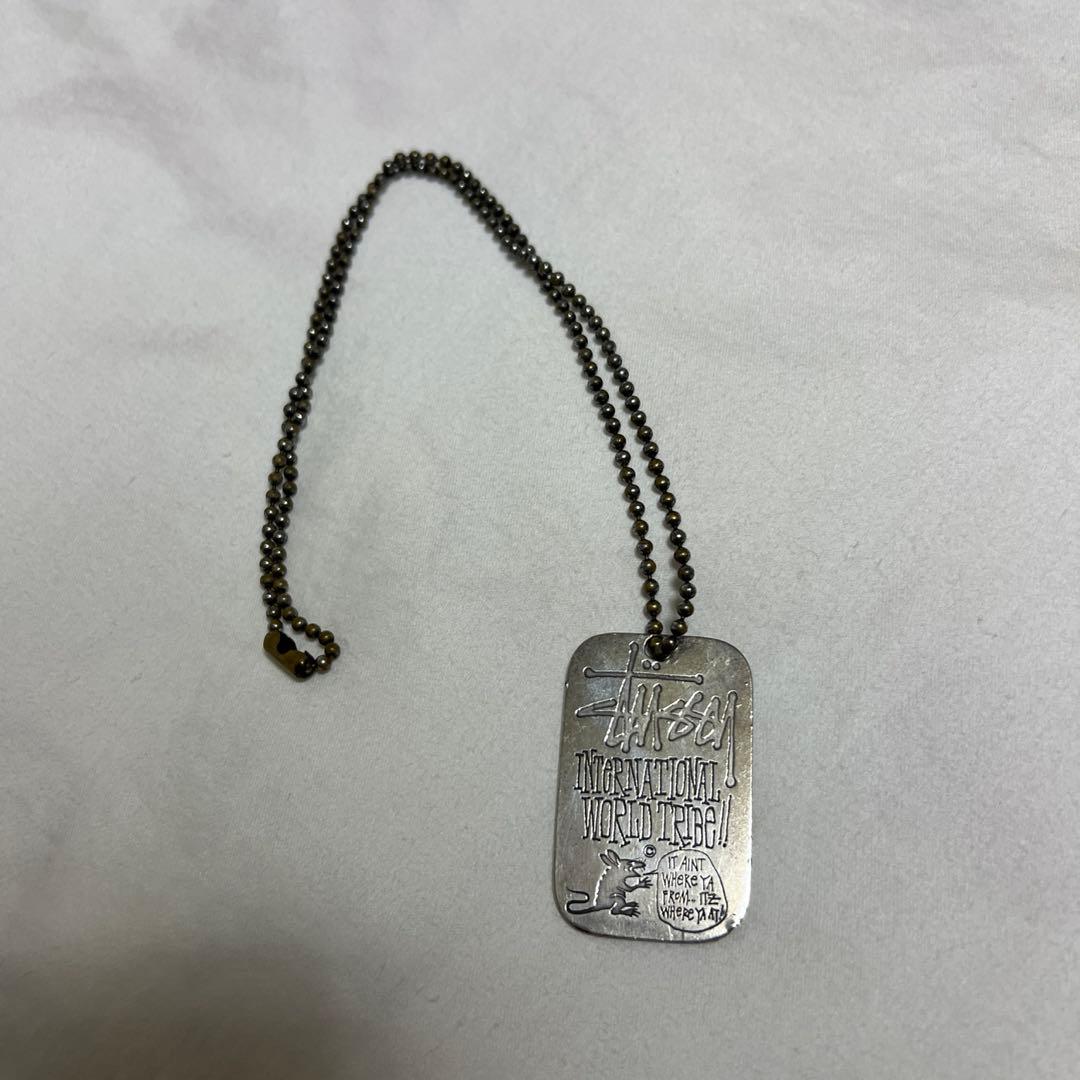 90s old stussy ドッグタグ ネックレス シルバー925 希少 - メルカリ