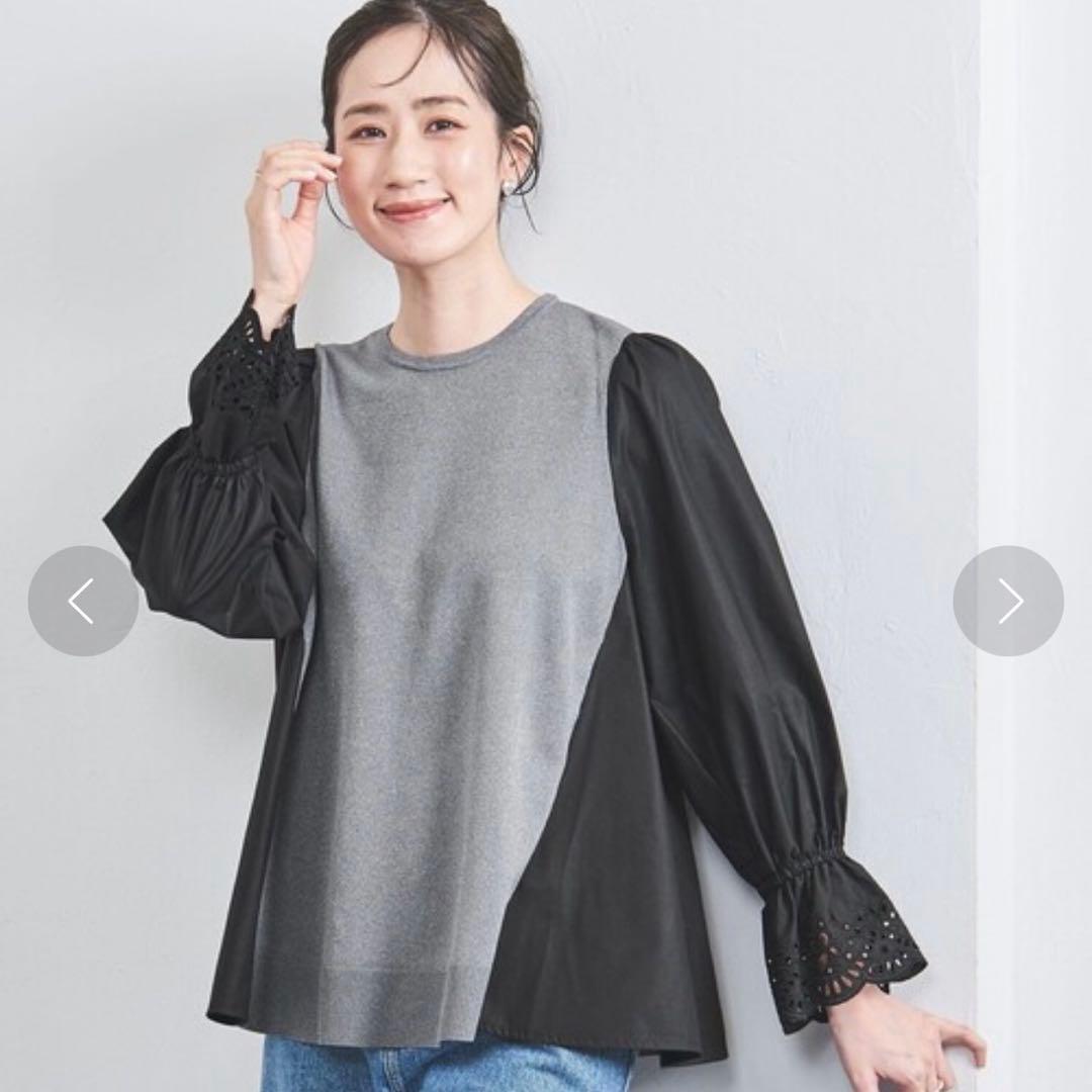 UNITED ARROWS スカラップ コンビ スリーブ プルオーバー