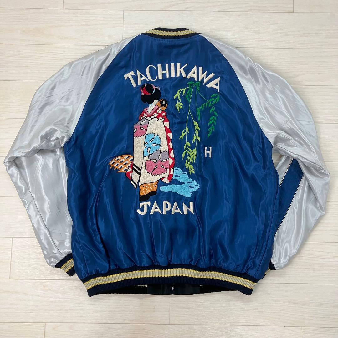 TAILOR東洋 ヒノヤ別注 舞妓 イーグル 刺繍 スカジャン 青 黒 L