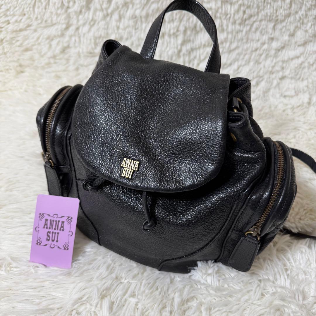 希少✨ANNA SUI ミニリュック レザー シボ革 メタルロゴ ANNA SUI（アナスイ） リュック ヴァケーション 317551 ANNASUI | 軽量