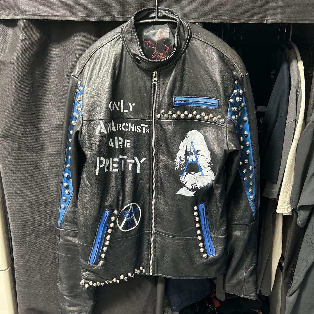 シングルスタッズレザーライダース　KAMO アナーキー 本革ライダース【JS51シングル】 タイトな造り（当社比）しなやかな