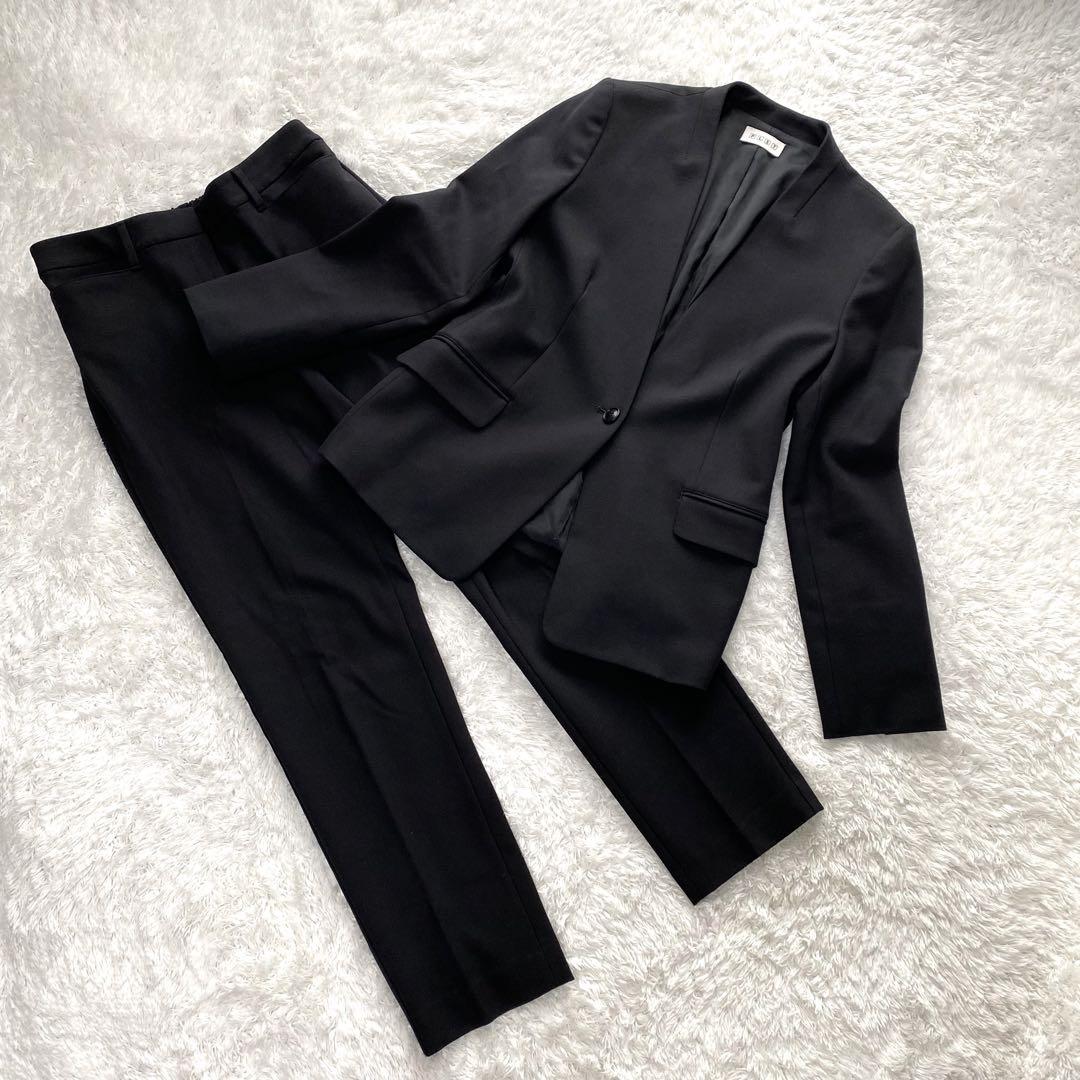 【極美品】 PLST プラステ ノーカラー パンツスーツ セットアップ 洗濯