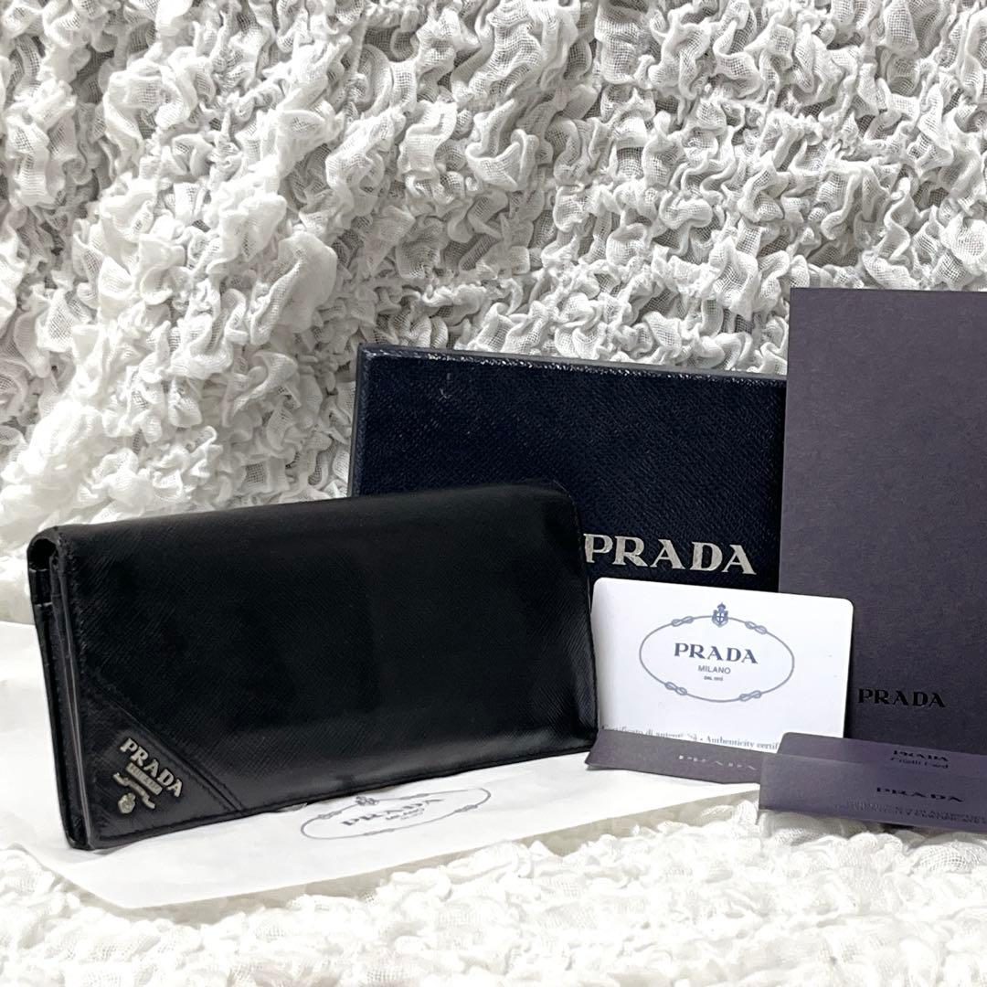 良品✨プラダ 長財布 三角ロゴ 近年モデル サフィアーノレザー ブラック　黒 PRADA（プラダ） 長財布 財布 レディース サフィアーノ トライアングル