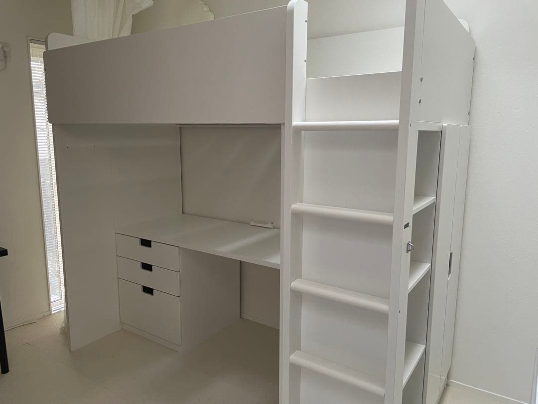 引き取り限定　IKEA ロフトベッド　stuva 机　引き出し付き　白　ホワイト