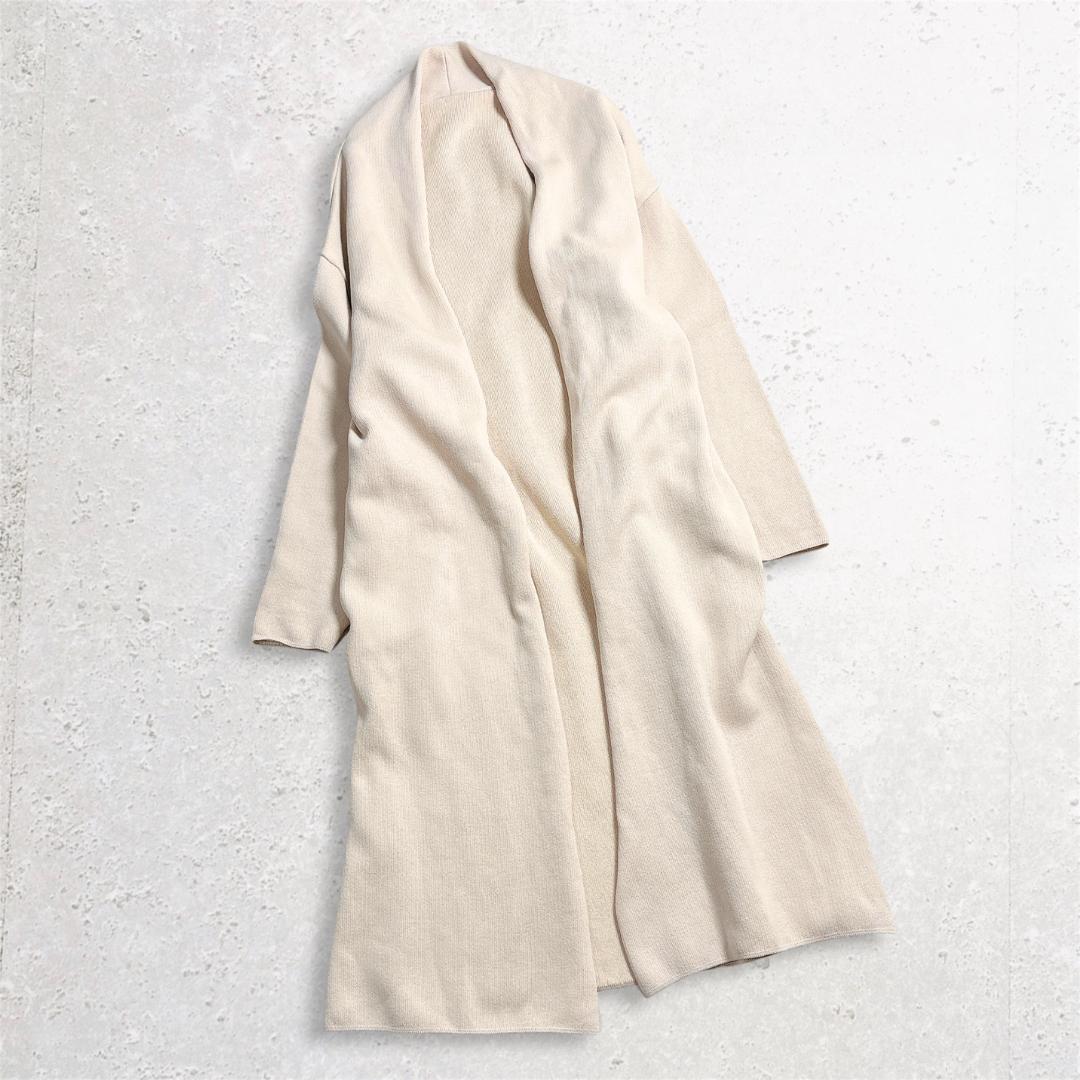 ドゥーズィエムクラス Twins cotton ニット ロングガウン アイボリー
