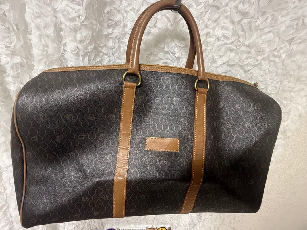 Christian Dior ハニカム柄 ボストンバッグ　ラージサイズ