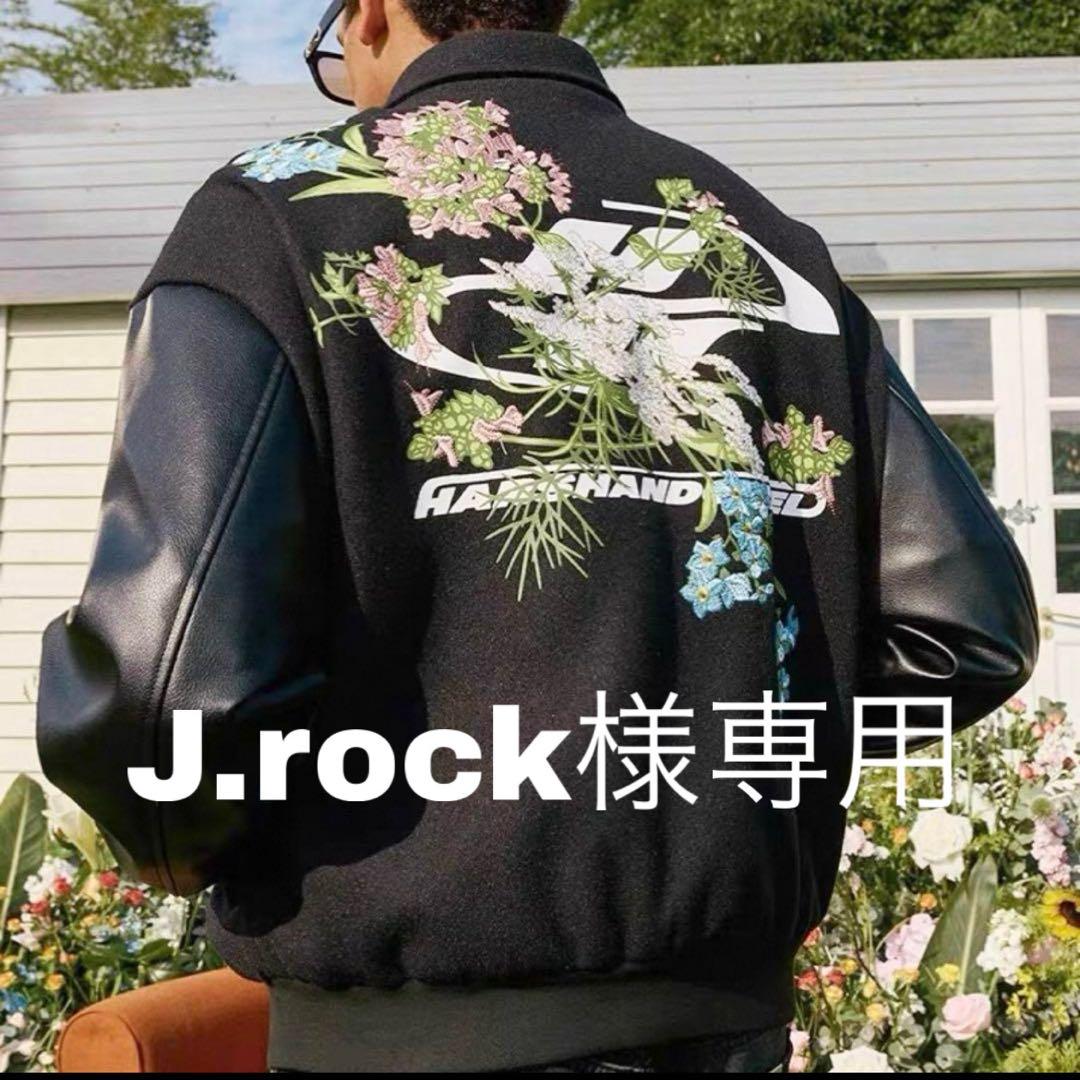 ACR ユニセックス 刺繍スタジャン ジャケット ブラック ホワイト 花 柄