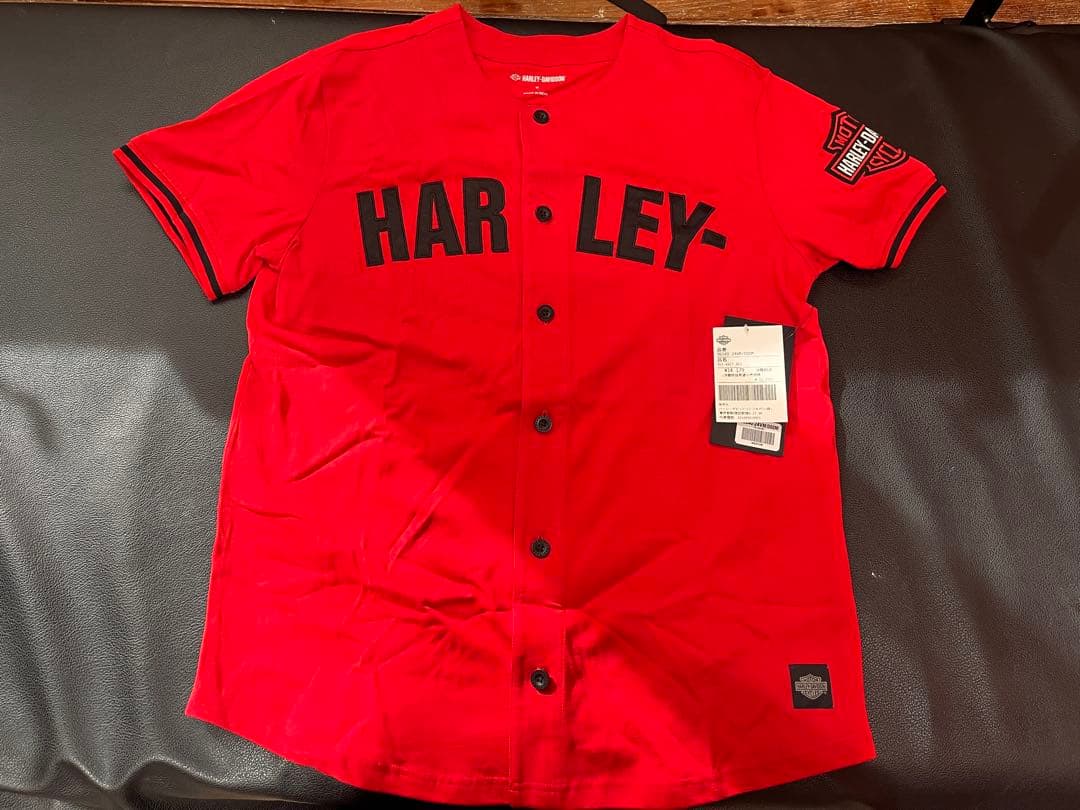 新品未使用Harley-Davidson レッド ベースボールシャツサイズM