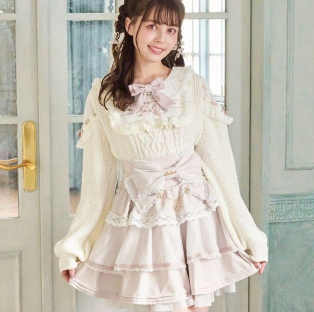 スクエアヨークフリルニット トップス LIZLISA