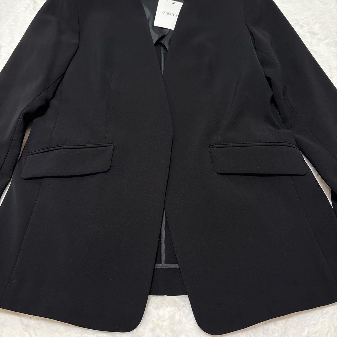 《タグ付き》ノーカラーパンツスーツセットアップ PLST グリーンレーベル L