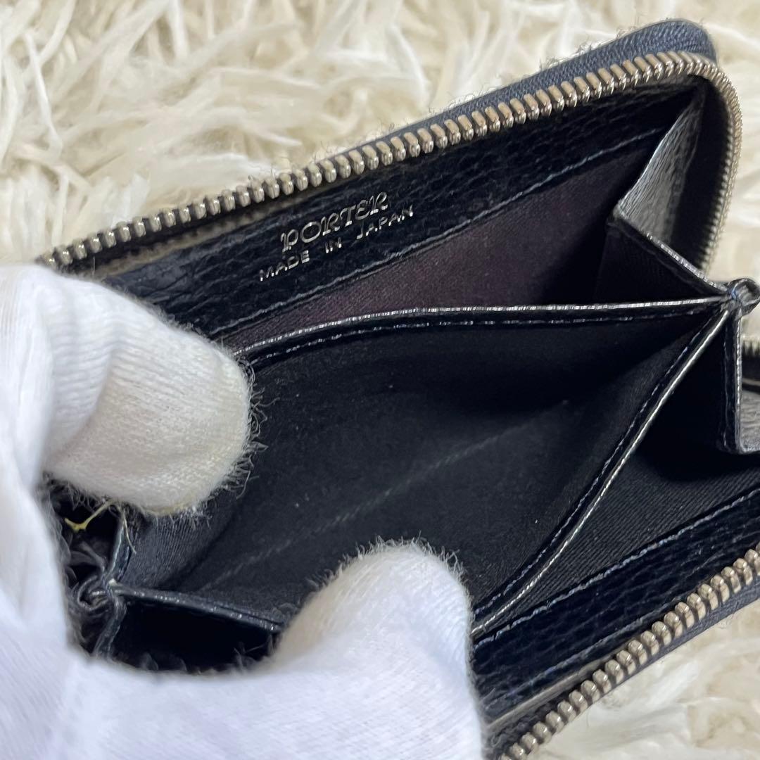 美品】ポーター コインケース グレイズ パンチング ラウンドファスナー