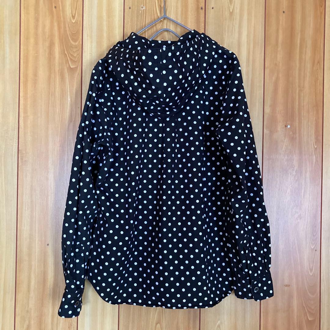 希少 ブラックコムデギャルソン フード付長袖シャツ パーカー 水玉