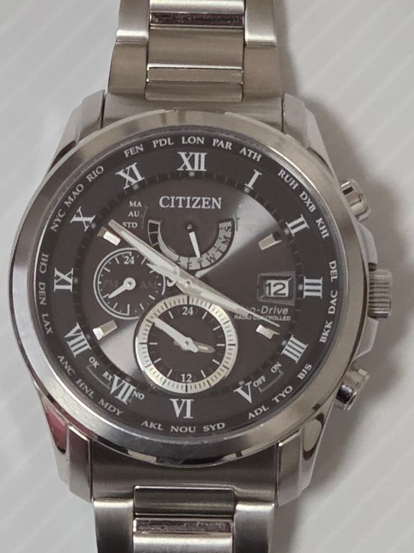 CITIZEN エコドライブ　電波ソーラー ワールドタイム　クロノグラフ腕時計