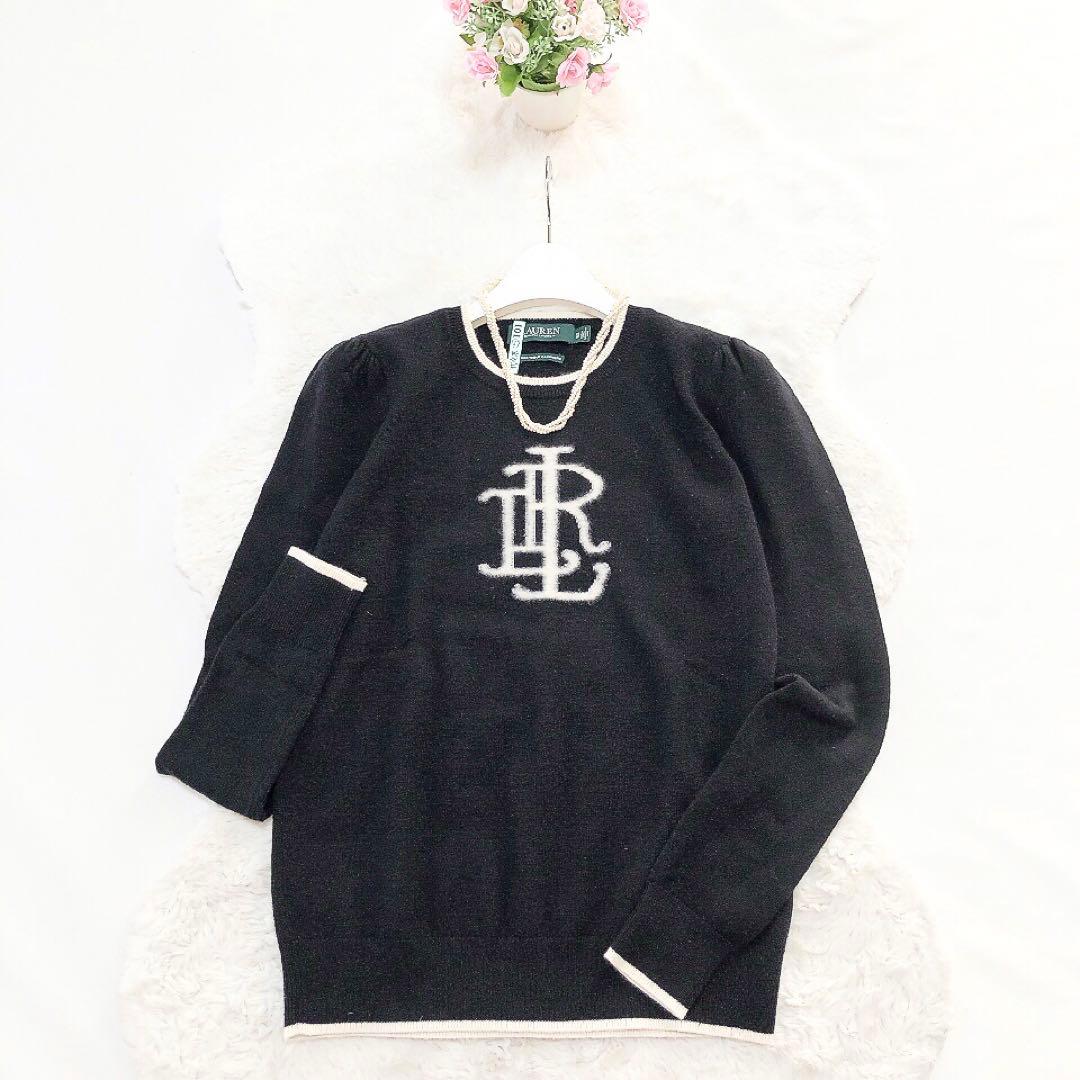 ローレンラルフローレン*カシミヤ100%　長袖セーター　ロゴ　ブラック