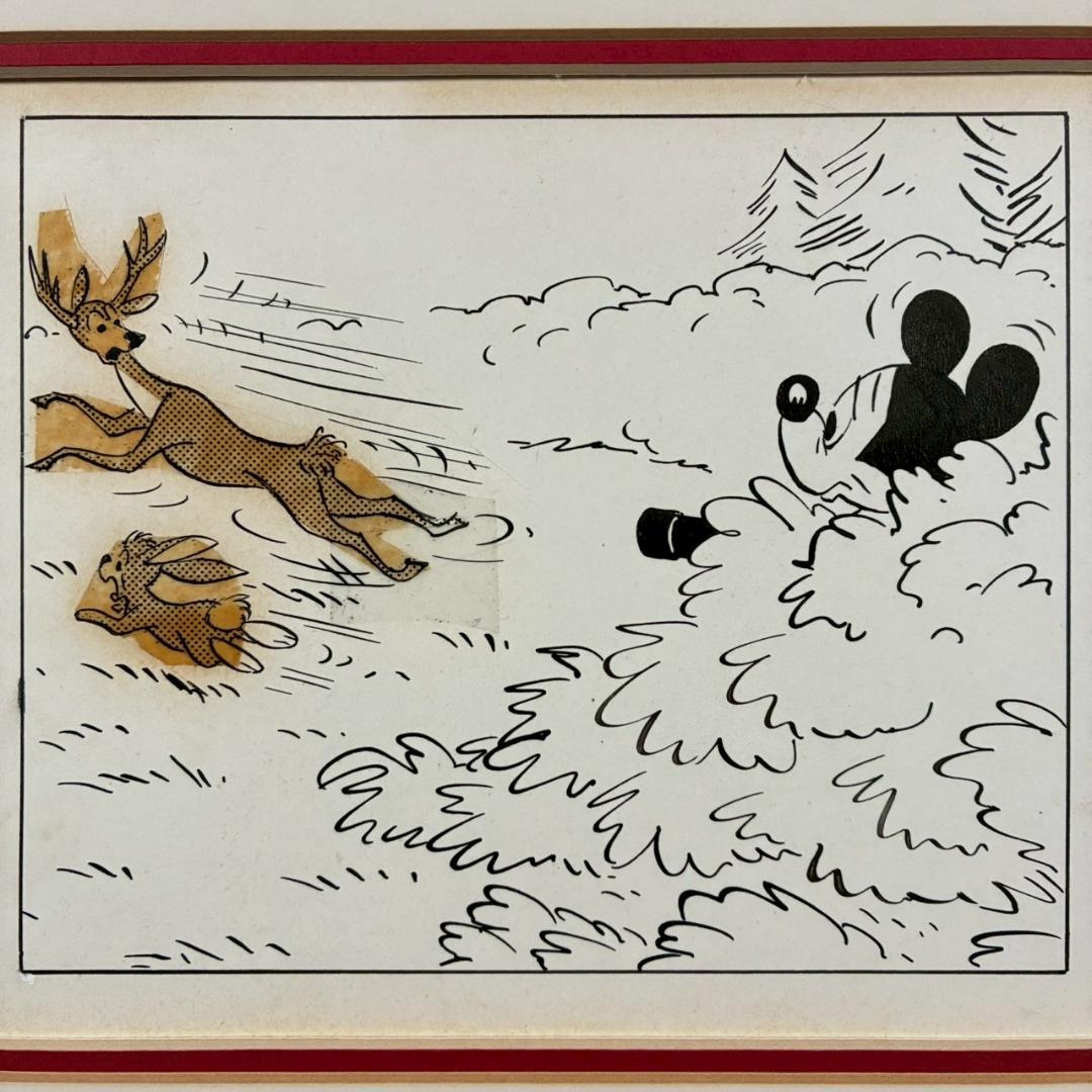 ウォルト・ディズニー ミッキーマウス3コマ漫画 原画 1961年 直筆