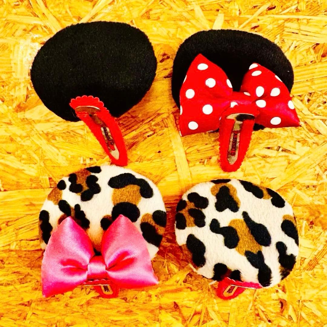 ディズニーランド ミニー ヒョウ柄 ヘアピン 耳 ミニーちゃん パッチン