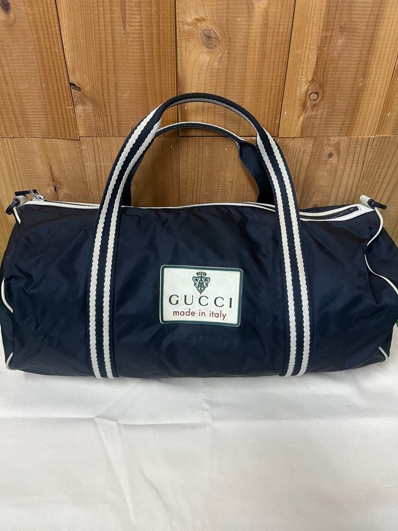 【希少】GUCCI グッチ ボストンバッグ ナイロン ネイビー イタリア製