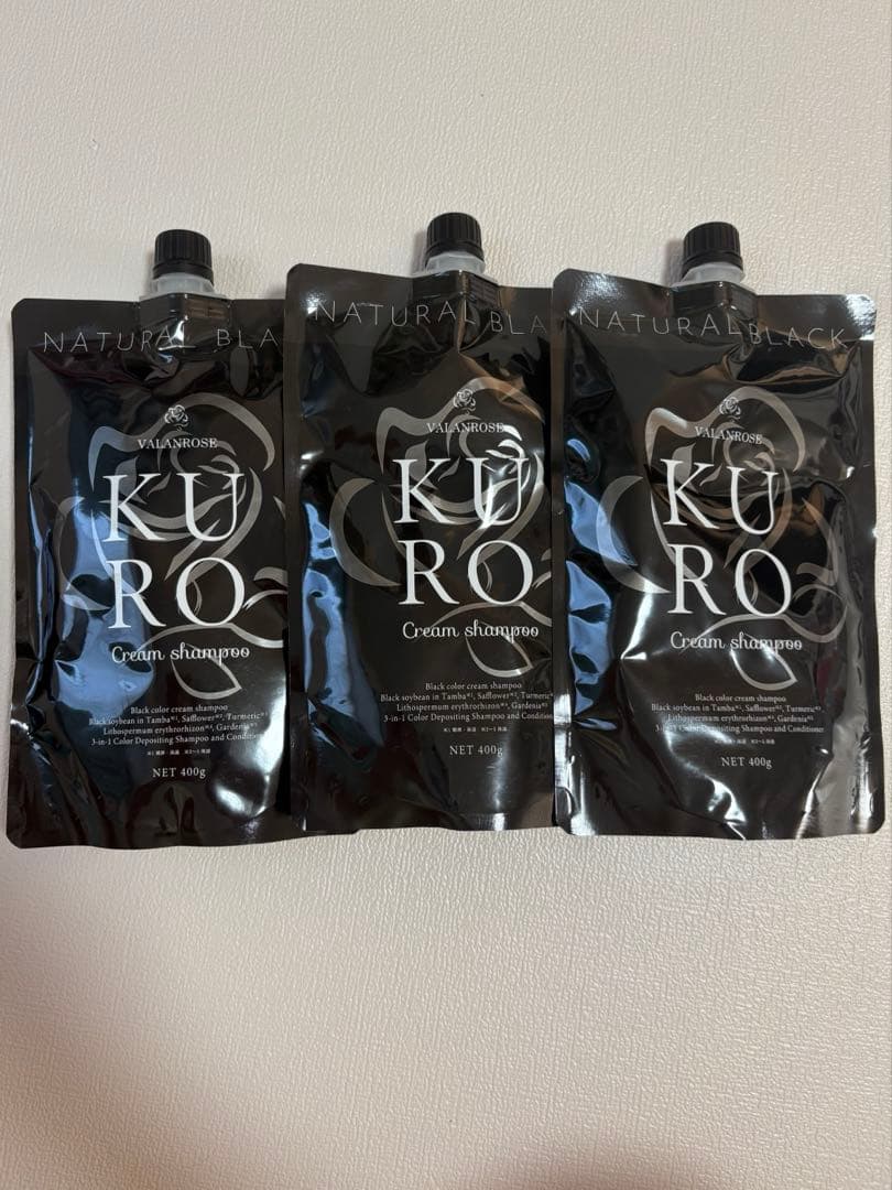KURO ナチュラルブラック クリームシャンプー 400g×3個セット
