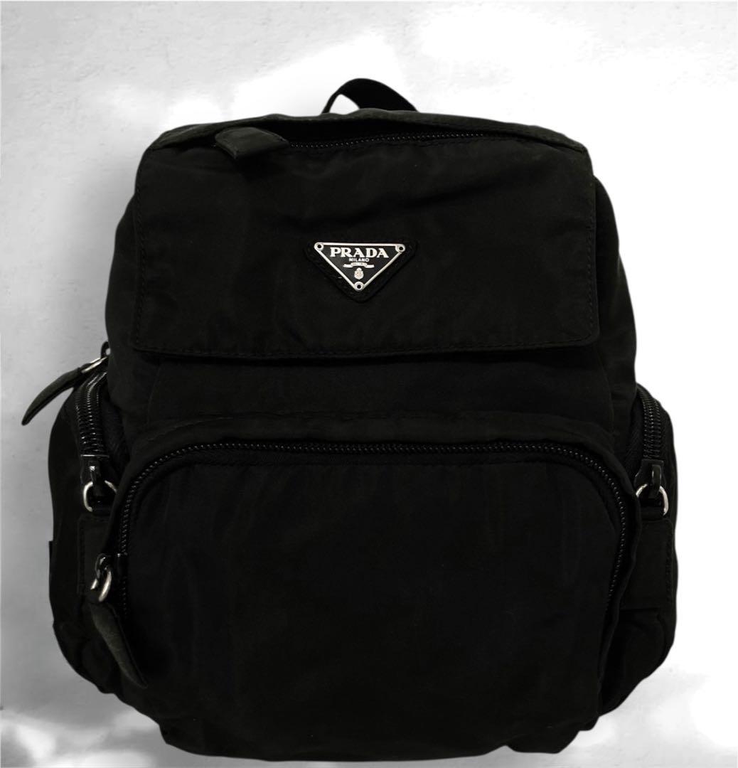 希少　美品　PRADA プラダ　リュック　バックパック　ナイロン　黒　ブラック PRADA（プラダ） 【新品同様】プラダ スタッズ付き ナイロン リュック