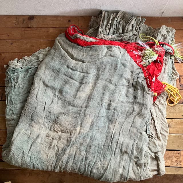 ヴィンテージ 日本蚊帳工業会 蚊帳 本麻 リメイク素材 ハギレ 襤褸 古布