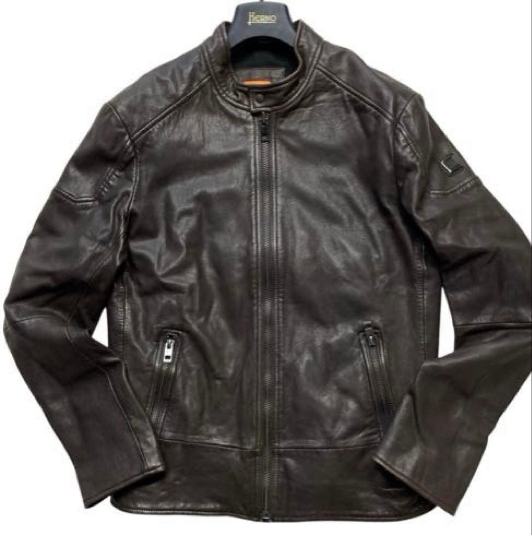 HUGO BOSS ヒューゴボス レザー ジャケット ライダース ラム　羊革