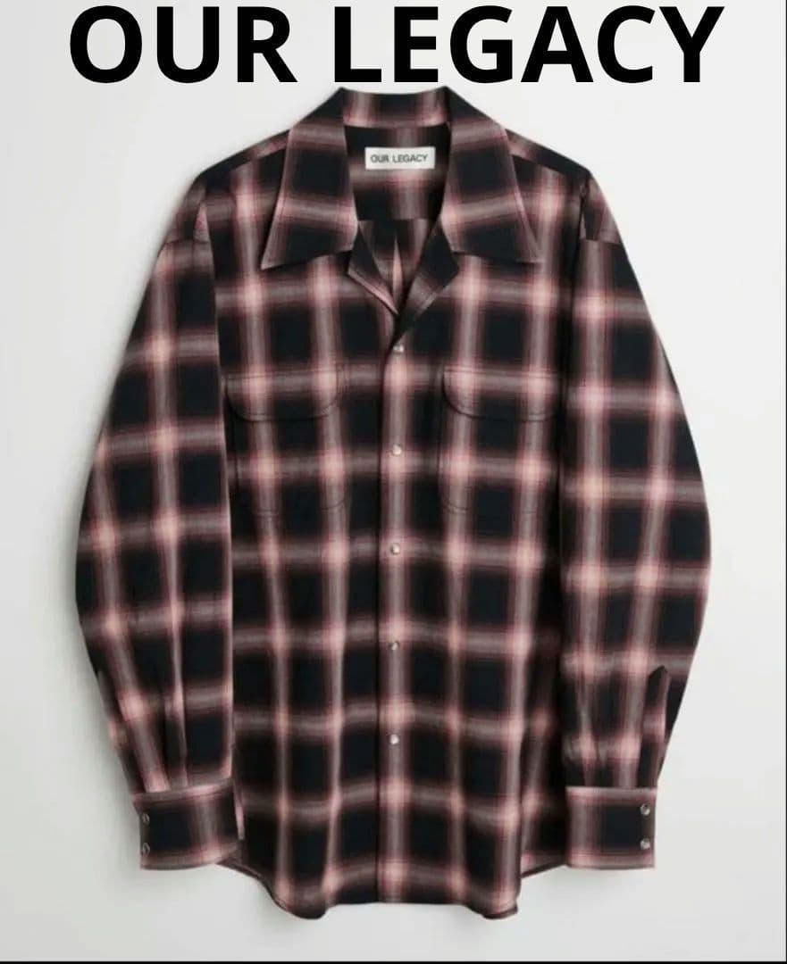 【正規品】OURLEGACY poco shirt 44 ピンクチェックシャツ