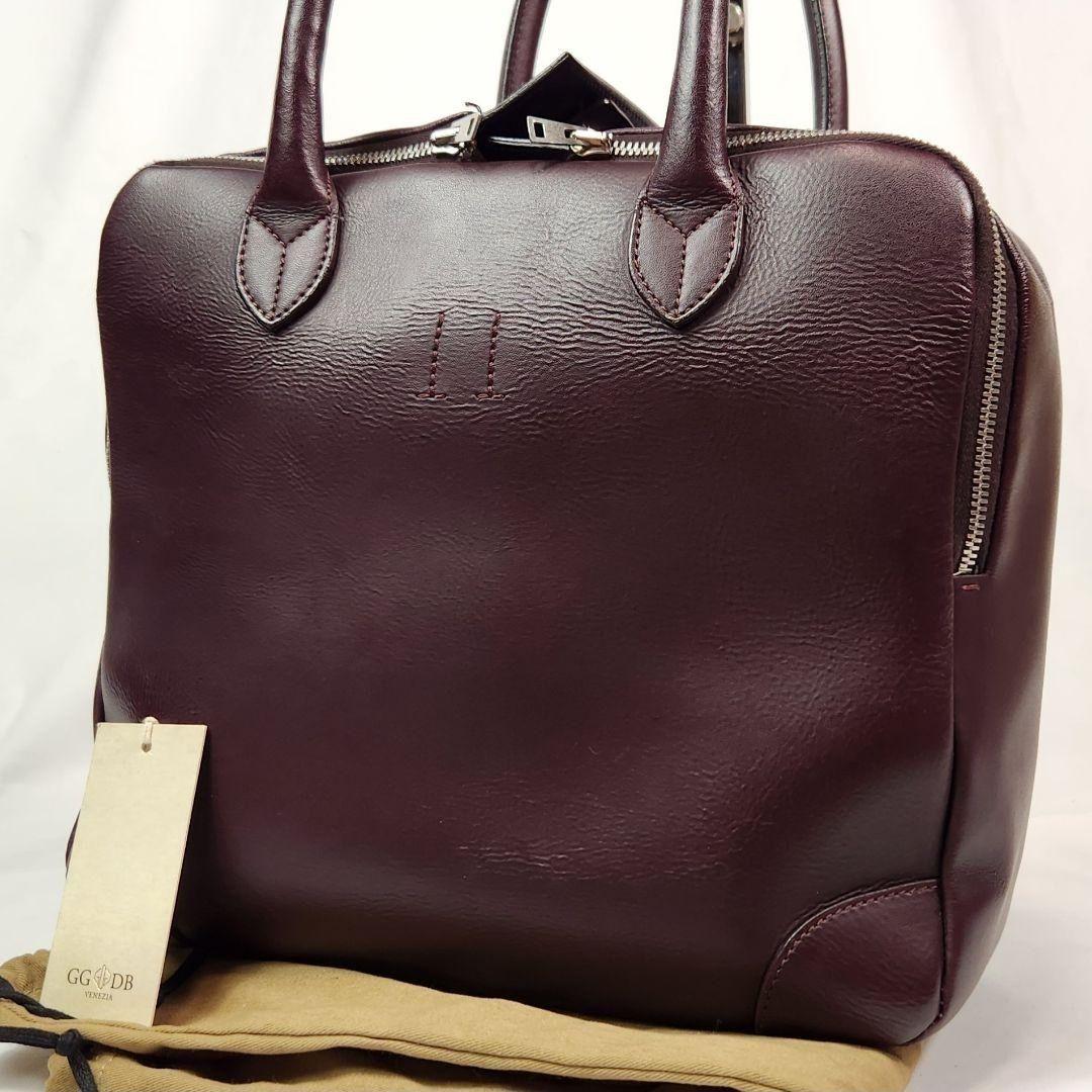 未使用タグ付き ゴールデングース スクエア型ダブルジップボストンバッグ ブラウン