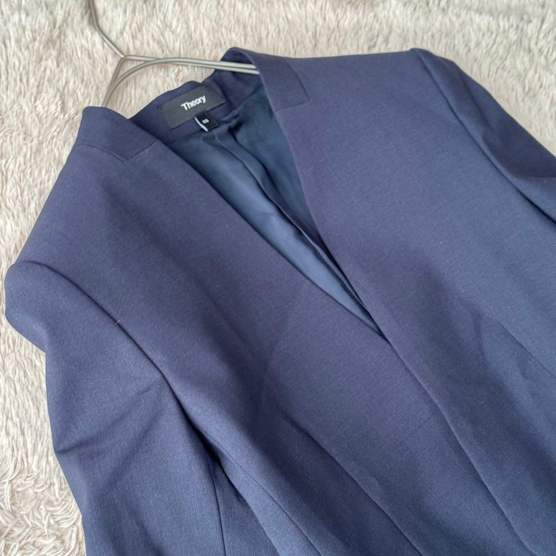 セオリー SUPER TAILOR スーツセットアップ ノーカラー パンツ 紺色