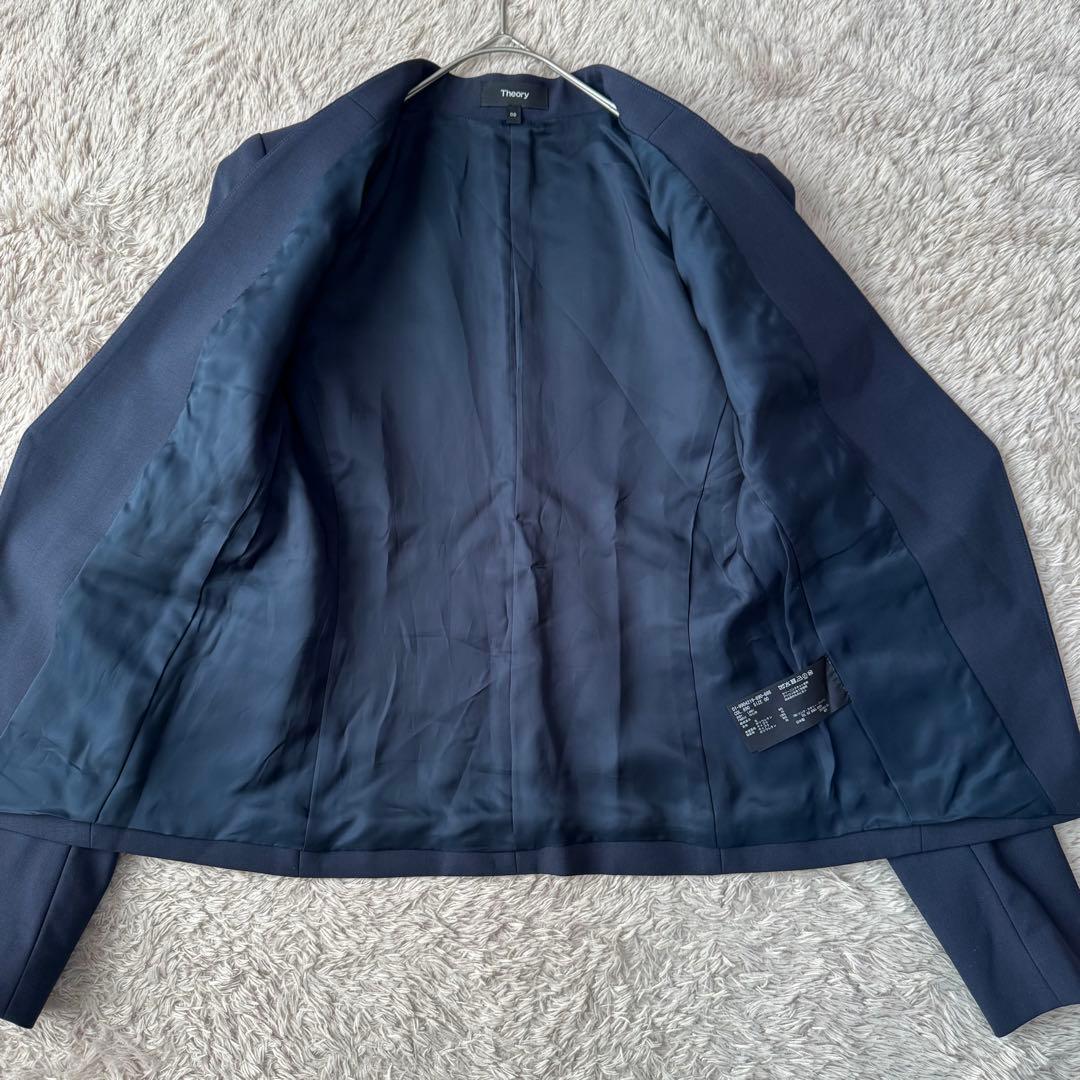 セオリー SUPER TAILOR スーツセットアップ ノーカラー パンツ 紺色