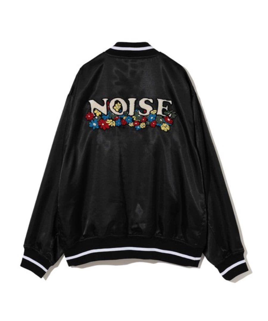 UNDERCOVER サテンスタジャン FLOWERNOISE刺繍/BLACK