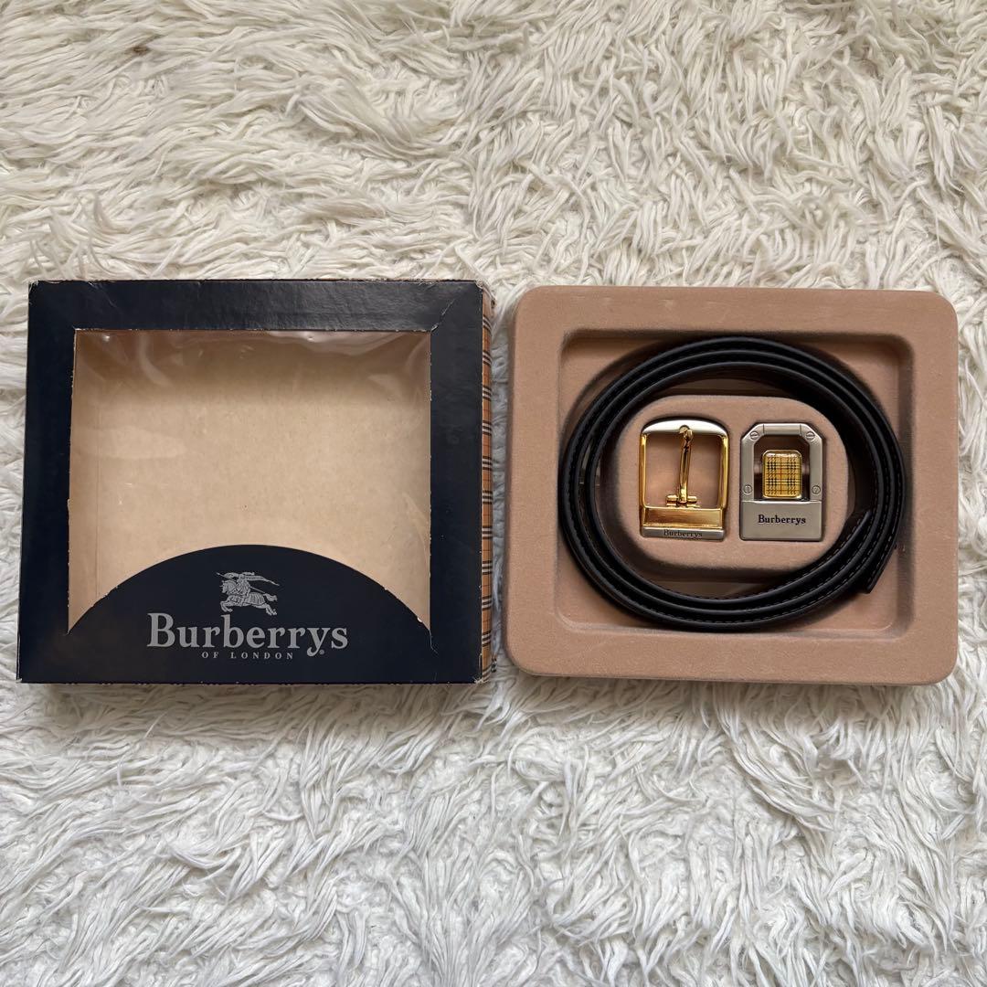 美品　バーバリー メンズ レザー ベルト セット ブラック ブラウン イタリア製