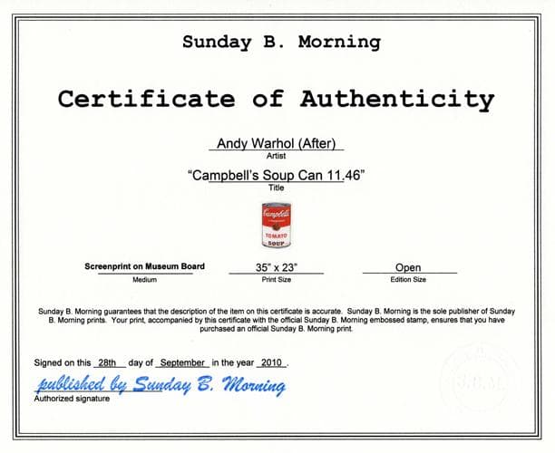 額装済20％OFF!!/Sunday B Morning キャンベル/ウォーホル - メルカリ