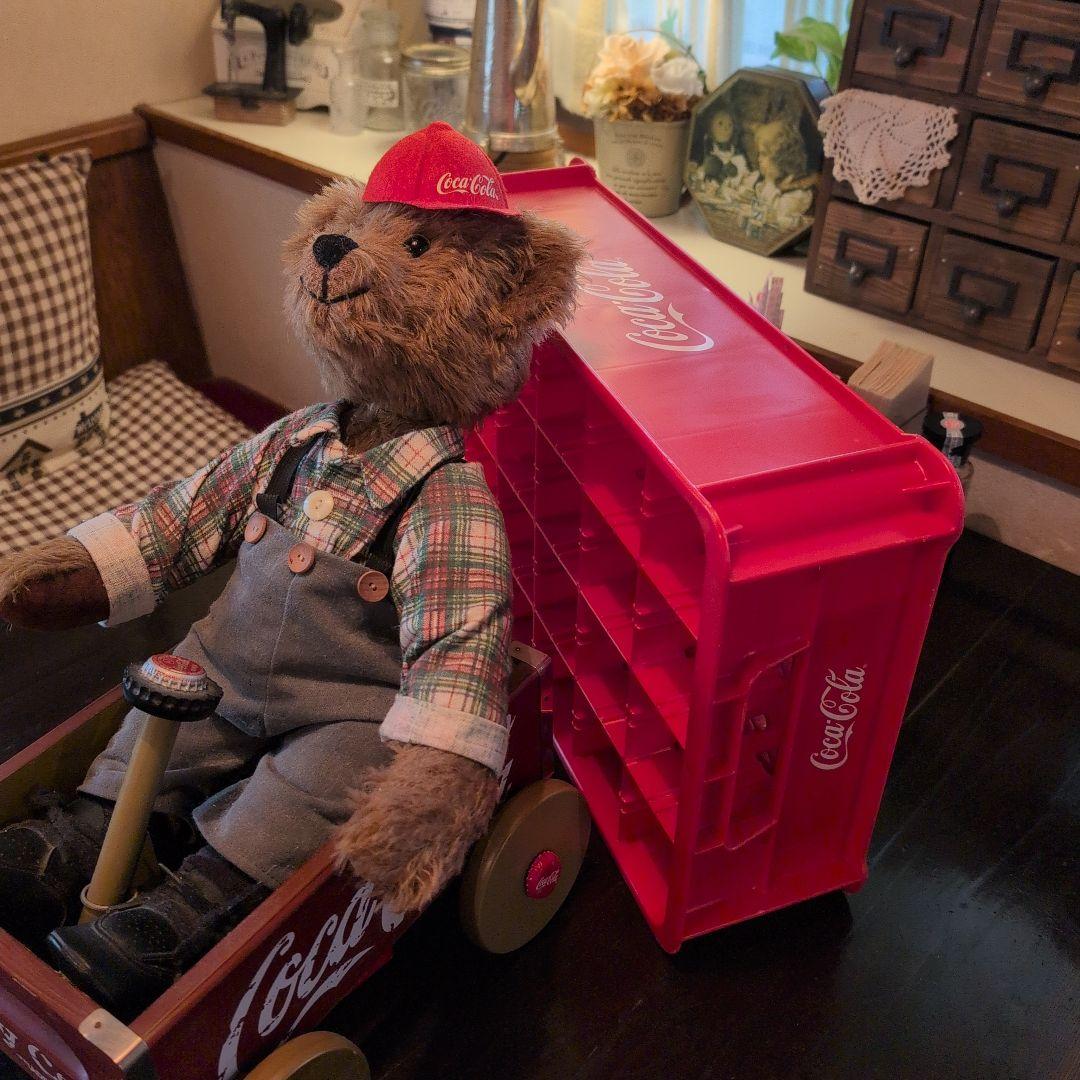 コカ・コーラオリジナルテディベア　木製カート付き コカ・コーラ Coca-Colaブランドベア テディベア シリアルNo. 限定品